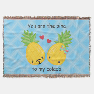 Pretty Pineapple Tropical Pina Colada Romantic Throw Blanket