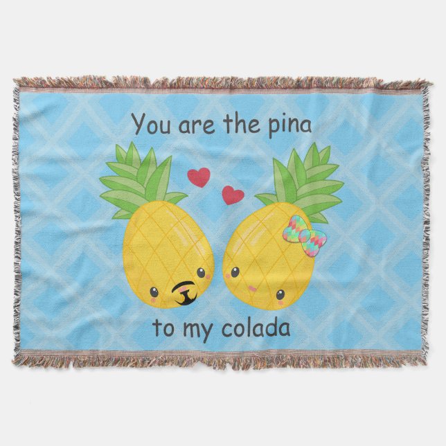 Pretty Pineapple Tropical Pina Colada Romantic Throw Blanket (Front)