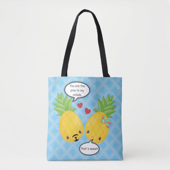Pretty Pineapple Tropical Pina Colada Romantic Tote Bag (Front)