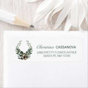 Pretty Pinecone Winter Wreath Return Address Label