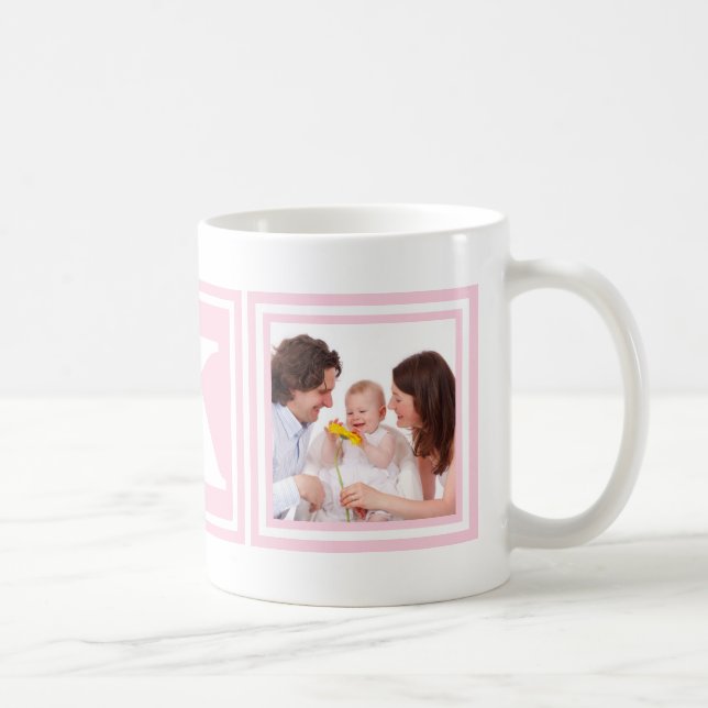 Pretty Pink 2 Photos with Large Monogram Coffee Mug (Right)