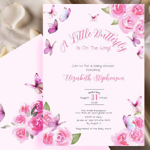 Pretty Pink A Little Butterfly Baby Shower Invitation
