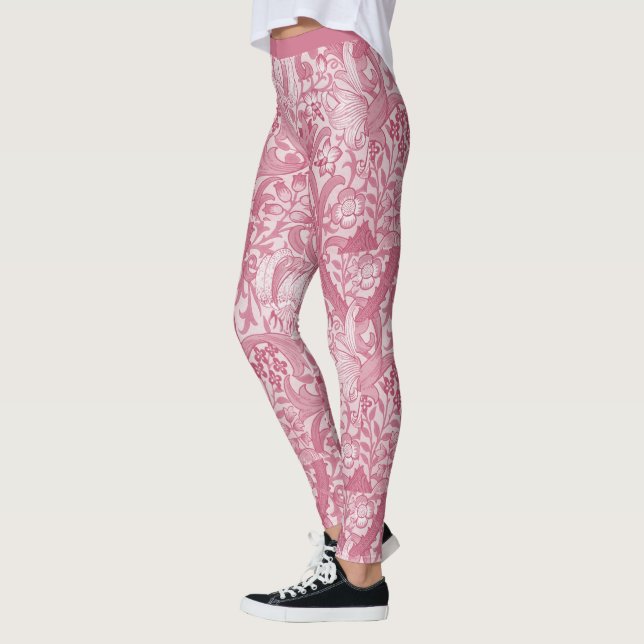 Pretty Pink Abstract Floral Design Pattern Yoga Leggings (Left)