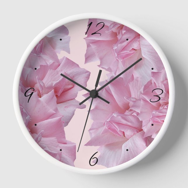 Pretty pink abstract floral modern stylish flower clock (Front)