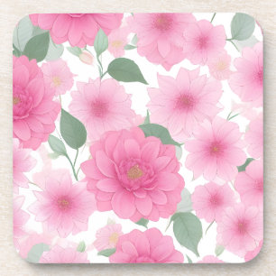 Pretty Pink Aesthetic Flower Serene Floral Charm Coaster