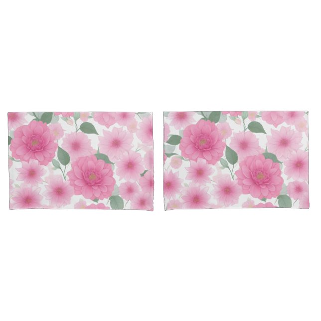 Pretty Pink Aesthetic Flower Serene Floral Charm Pillowcase (Front-Set)