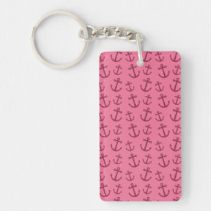 Pretty pink anchor pattern key ring