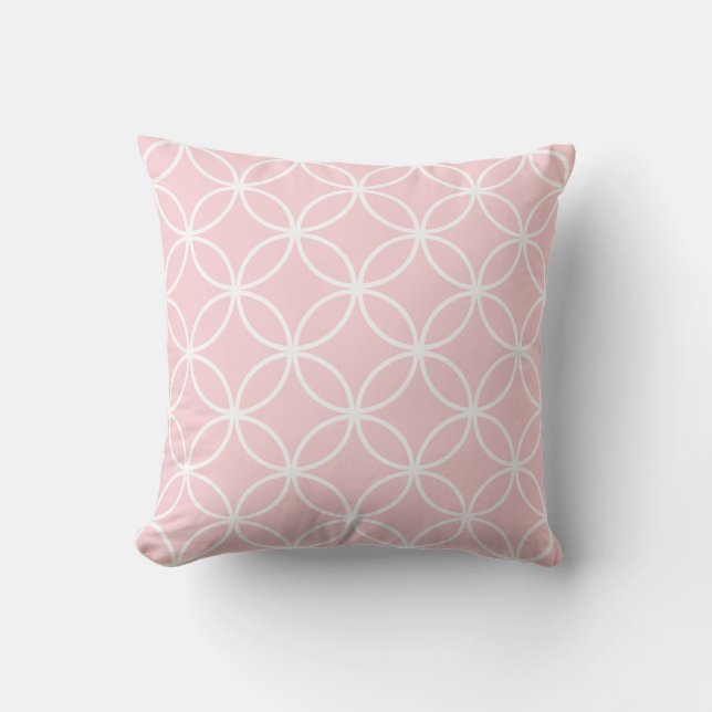 Pretty pink and apple green reversible cushion (Front)
