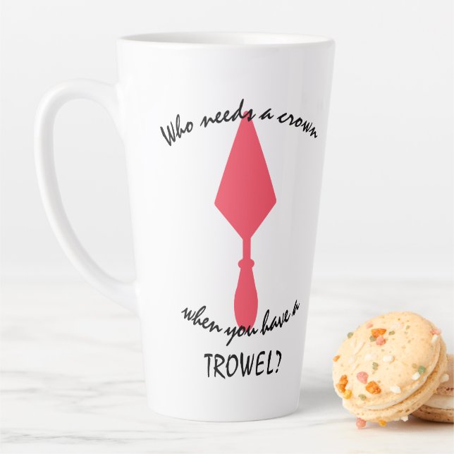 Pretty Pink and Black Archaeologist Trowel Latte Mug (In Situ)