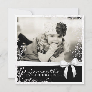 Pretty Pink and Black Birthday Party Invitation