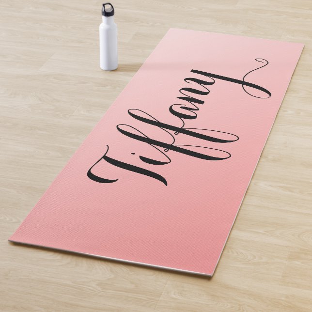 Pretty Pink and Black Fancy Yoga Mat (In Situ)