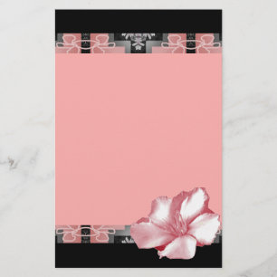 Pretty Pink and Black Floral Stationary-Design 1 Stationery