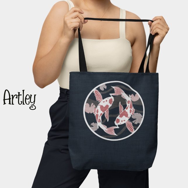 Pretty Pink and Black Koi Fish Pond Logo  Tote Bag (Creator Uploaded)