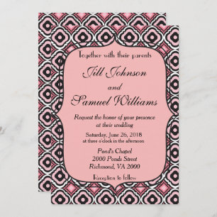 Pretty Pink and Black Modern Wedding Invitation