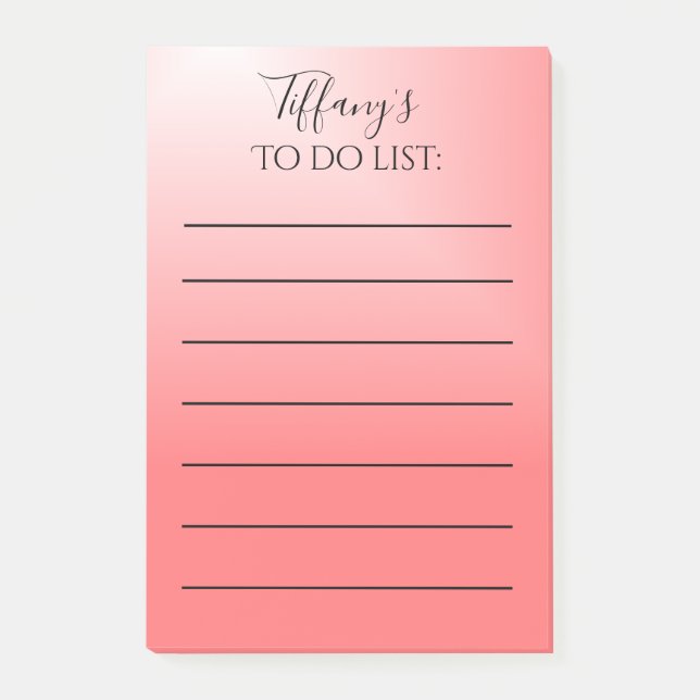 Pretty pink and black ombre to do list post-it notes (Front)