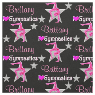 PRETTY PINK AND BLACK PERSONALIZED GYMNAST FABRIC