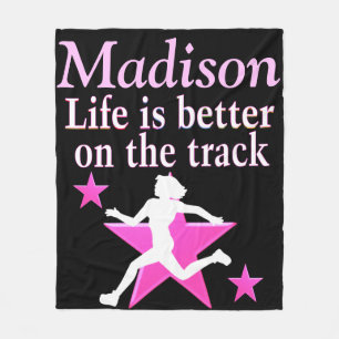 PRETTY PINK AND BLACK PERSONALIZED TRACK BLANKET