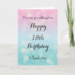 Pretty Pink and Blue 18th Birthday Card<br><div class="desc">A pretty blue and pink 18th birthday card for granddaughter, daughter, goddaughter, etc. You will be able to easily personalise the front of this beautiful 18th birthday card with her name. The inside card message can also be edited. This would make a great birthday keepsake card for her eighteenth birthday....</div>