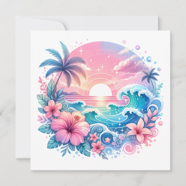 Pretty Pink and Blue Coastal Art (Front)