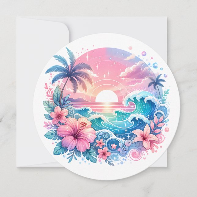 Pretty Pink and Blue Coastal Art (Front)