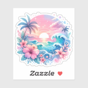 Pretty Pink and Blue Coastal Art