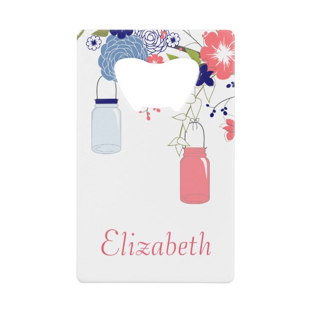 Pretty Pink and Blue Floral with Mason Jars (Front)