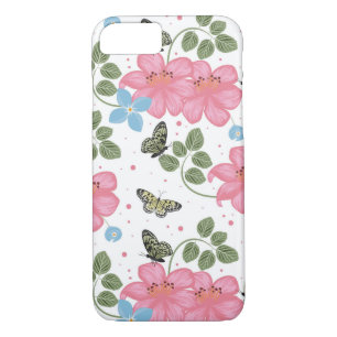 Pretty Pink And Blue Flowers iPhone 8/7 Case