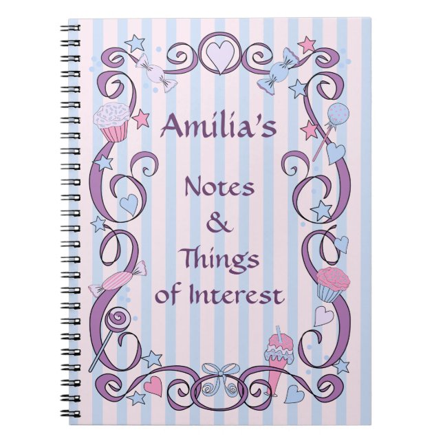 Pretty Pink and Blue Spiral Notebook (Front)