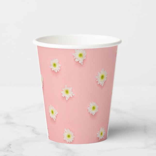 Pretty pink and Daisy design Paper Cups (Front)