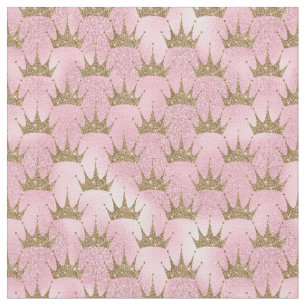 Pretty Pink and gold glitter princess crown Fabric