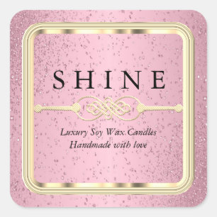 Pretty Pink and Gold Labels Square