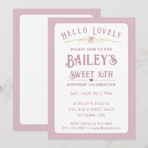 Pretty Pink and Gold Sweet 16th Birthday Invitation