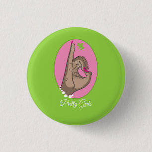 Pretty Pink and Green 3 Cm Round Badge