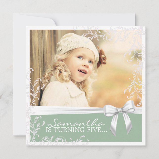 Pretty Pink and Green Birthday Party Invitation (Front)