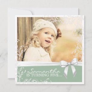 Pretty Pink and Green Birthday Party Invitation