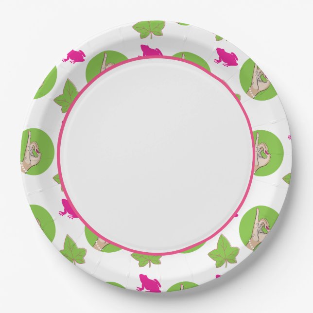 Pretty Pink and green paper plates (Front)