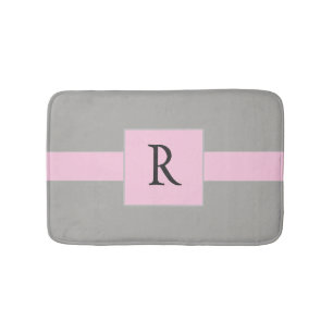 Pretty  Pink and Grey Monogram Bath Mat