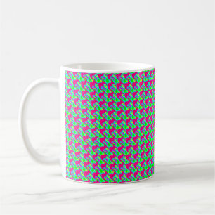 pretty pink and lime green coffee or tea drinking mug