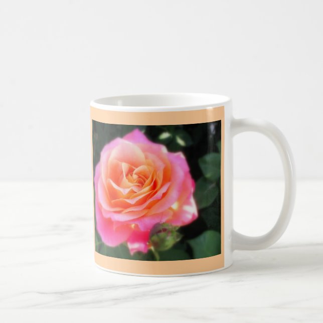 Pretty Pink and Orange Rose Macro Photo Coffee Mug (Right)