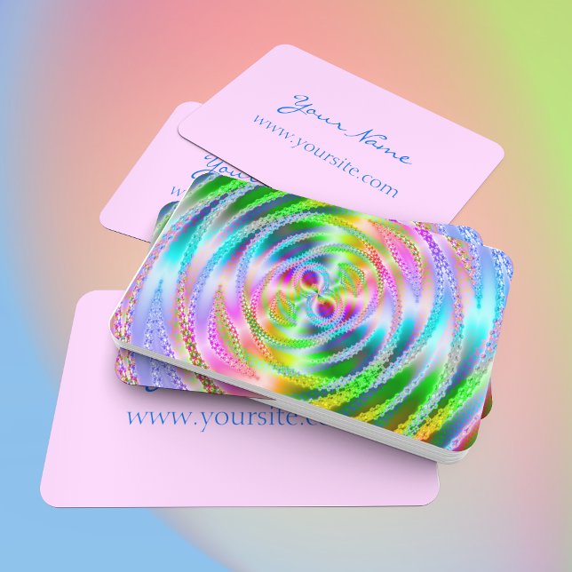 Pretty Pink and Pastel Fractalscope Business Card (Creator Uploaded)