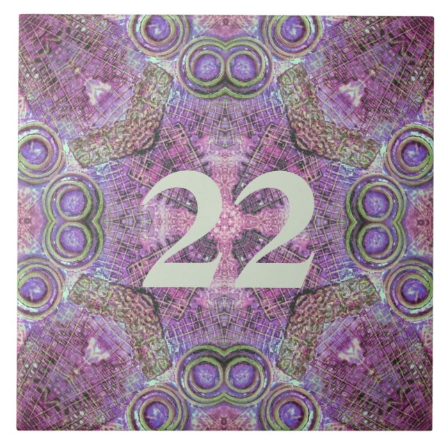 Pretty Pink and Purple Pattern Design Ceramic Tile (Front)