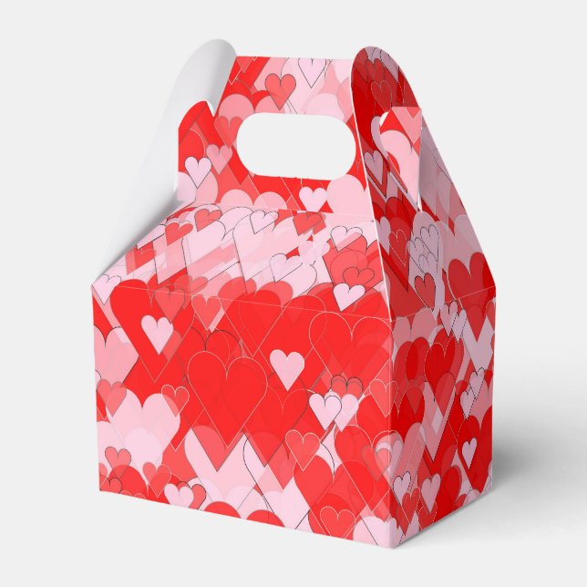 Pretty Pink and Red Hearts Favour Box (Front Side)