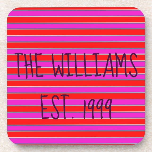 Pretty Pink and Red Stripes Coaster (Front)
