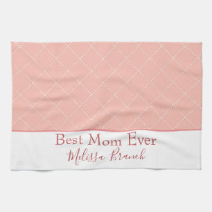 Pretty Pink and White Best Mum Ever Tea Towel