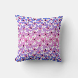 Pretty Pink and White Butterfly Throw Pillow