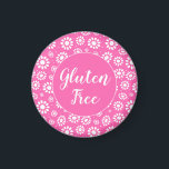 Pretty Pink and White Floral Gluten Free Celiac Magnet<br><div class="desc">Pretty Pink and White Floral Gluten Free Warning Magnet.</div>