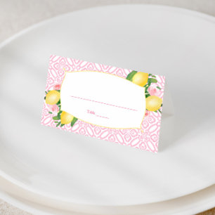 Pretty Pink And White Lemons Baby Shower For Girl  Place Card