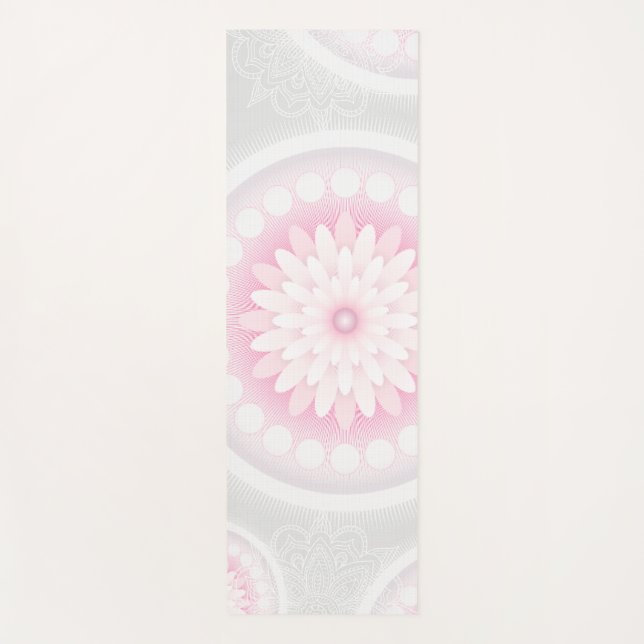 Pretty Pink and White Mandala Yoga Mat (Front)