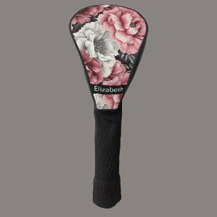 Pretty Pink and White Peony Personalised Golf Head Cover