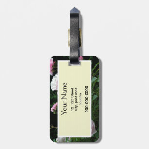 pretty pink and white rose flower bushes. Floral, Luggage Tag